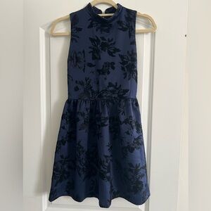Navy Floral Sleeveless Dress